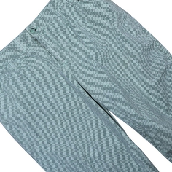 St Johns Bay Women's Capri Pants Blue White Stripe Stretch Button Waist 18W (NM) - Picture 3 of 8